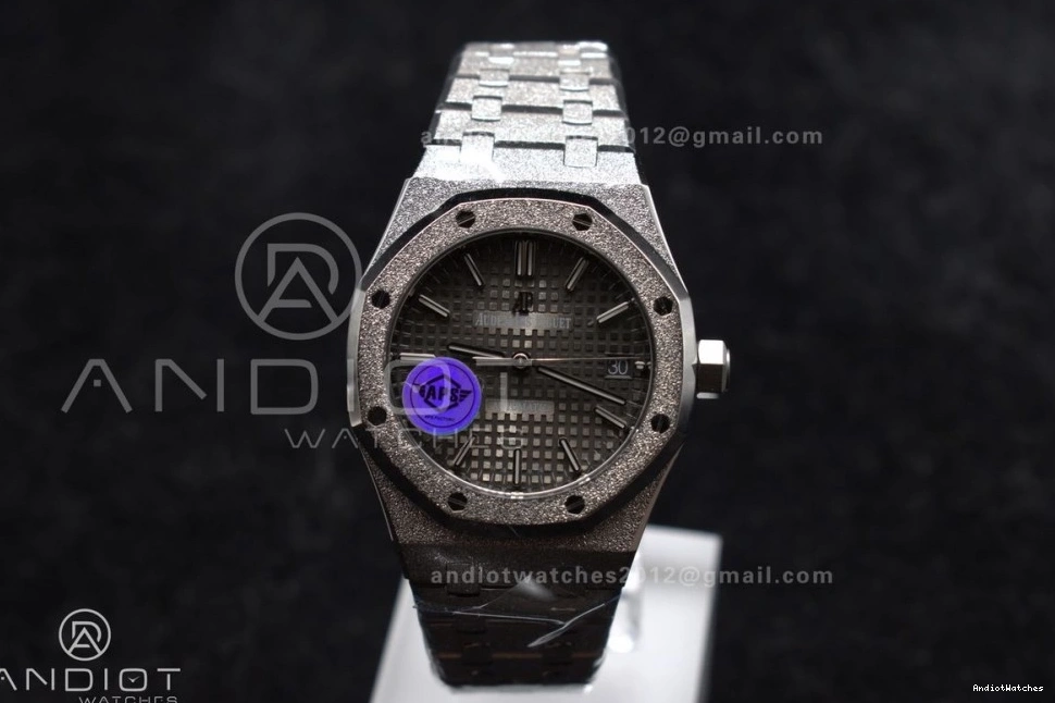 Edition 1:1 Clone Grey SS SS Frosted Royal 1031 37mm Oak 15454 Bracelet Dial Best APSF on Lightweight Textured Super SA3120 0719